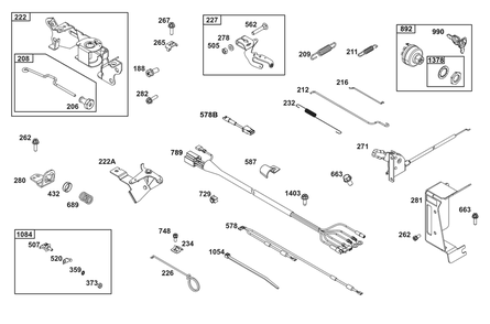 Controls Group Diagram and Parts List for 356447-3546-B5 200000 - 399999 Briggs and Stratton Engine